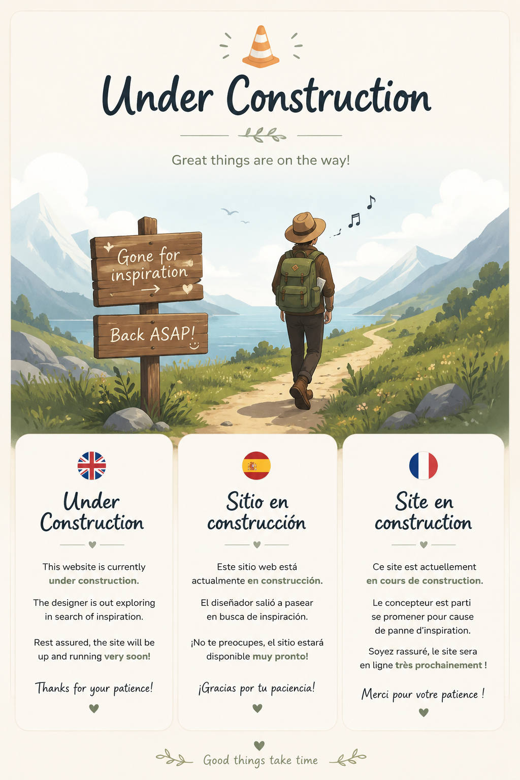 Illustration d’un concepteur parti chercher l’inspiration en balade